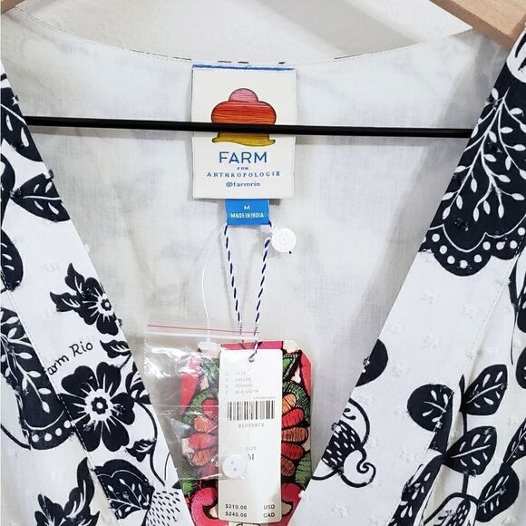 Farm Rio X Anthropologie Printed Wrap Long Sleeve Mini Dress Size Medium NWT - Picture 7 of 10